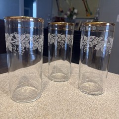 Vintage Bartlett Collins Iced Tea Glasses Set Of 3 Grapevine 25oz