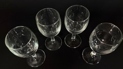 Vintage Set of 5 Vintage Clear Glass Cordial Sherry Glasses 4.5″ Stemmed Shot