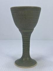 Hand Throw Art Studio Green Goblet Handmade Pottery Wine Glass Chalice