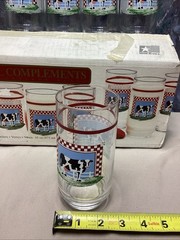 8 Century Fannie’s Farm 16 Oz Tumbler Glasses Set Cow Country Kitchen Lot