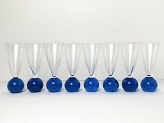 Vintage Bubble Ball Base Shot Glass Cordial Shooter Cocktail Bar Set 8 Stemless