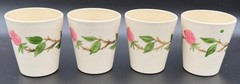 4 Vintage Franciscan Desert Rose Earthen Ware Juice Glasses – 6oz – EX!