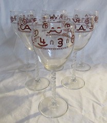 6 LIBBEY BAMCO WESTERN WATER GOBLET GLASSES BRANDS TWISTED STEMS 7 7/8″ X 3″