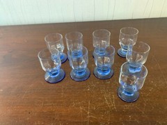 Daum Art Deco Blue Porto Glasses in Crystal, H: 7.5 cm, Price per Unit