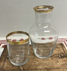 Imperial Crystal Collection Bedside Water Carafe Tumble Up 24k Gold Decorated