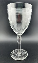 Vintage, Etched, Stripes and Dots, Clear, Stemmed, Glass Cordial, Set of 4