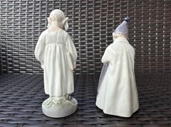 RARE Pair of ROYAL COPENHAGEN Figurines:Girl w/book,Sandman Boy w/ Umbrella Mint