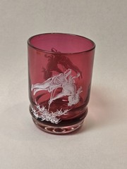 Mary Gregory SWINGING GIRL Cranberry Glass Painted Bedside Tumbler ONLY Vintage