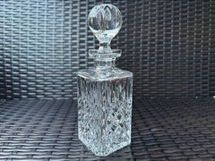 MCM Heavy Cut Crystal Whiskey Decanter w/ Stopper, 10″ Tall, Pristine Condition
