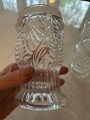 Vtg/Dansk Bohemian Cocktail/Juice Glasses, Embossed Leaf/Art Glass/MCM/Set Of 6