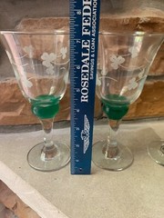 EAMON Irish Etched Shamrock Wine Glasses Set Of 3 Goblets Clear W/ Green 7”