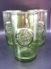 Recycled Glass Tumbler Drinking Glass Green – Authentic 100% – Lot of 3- 5″ Tall