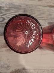 Cranberry Glass Tumblers Rib Optic Hand Painted 3 3/4″ Antique Victorian Era