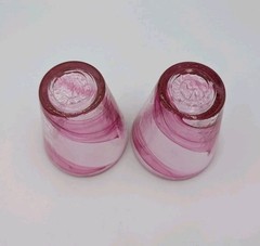 Kosta Boda UHV Pink Swirl Glass Tumblers Ulrica Hydman Vallien Set of 2
