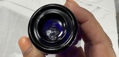 * RARE* Vintage Cobalt Blue Libby Celestial Moon Sun Stars Shot Glass Metal