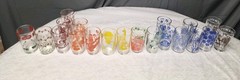 Swanky Swigs Juice Glass 4-5oz- Dark Blue Chrysanthemum/ Cornflowers Burst