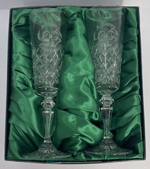 Galway Irish Crystal 29027 Happy Engagement Pair of Flute Glasses