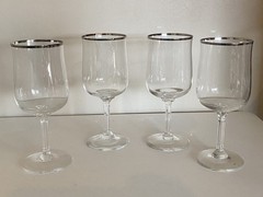 Set of 4 ~ Lenox Platinum Rim DESIRE Tulip Water or Wine Glasses