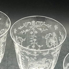 Vintage Fostoria Crystal Navarre Set of 5 Etched Floral Water Goblets 7 5/8″