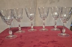 (Set Of 6) Vintage 1986 Capri Crystal Wine Pressed Cut Glasses By JMP Stemmed
