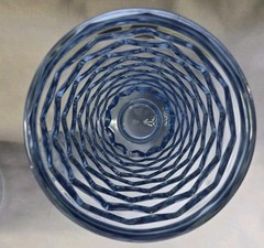 3 Vtg Ice Blue Glasses Colony Whitehall Cubist Footed Tumblers 6″ x 3″