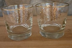 MCM Set Of 8 Libbey Barware Gold Medallion Trim Opera Lowball Cocktail Glasses