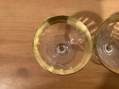 3 pc Tiffin Franciscan Rambler Rose Optic Panel Gold Champagne Coupes Sherbet