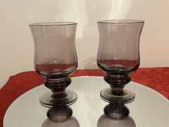 Vintage 6″ Amethyst Wine / Water Goblet Hand-Blown MCM