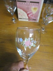 x4 – Libbey Perennials Pfaltzgraff Tea Rose Collection Stemware Glasses – w Box