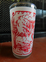 Vintage Federal Glass Frosted Souvenir Glass Tumbler Yellowstone Park-4.75”