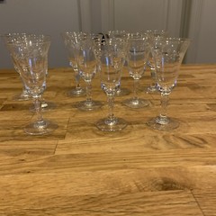 Vintage Betison Cut Glass Flower Stemware Glasses Set of 10 Liquor Japan