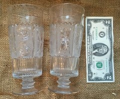 2 Vintage Westmoreland Princess Feather Iced Tea Tumblers Glasses