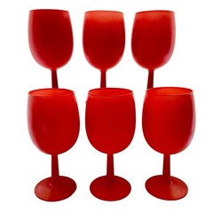 6 Vintage MCM Orange/Red Frosted Matte Goblets Blendo Style By Rainbow Glass