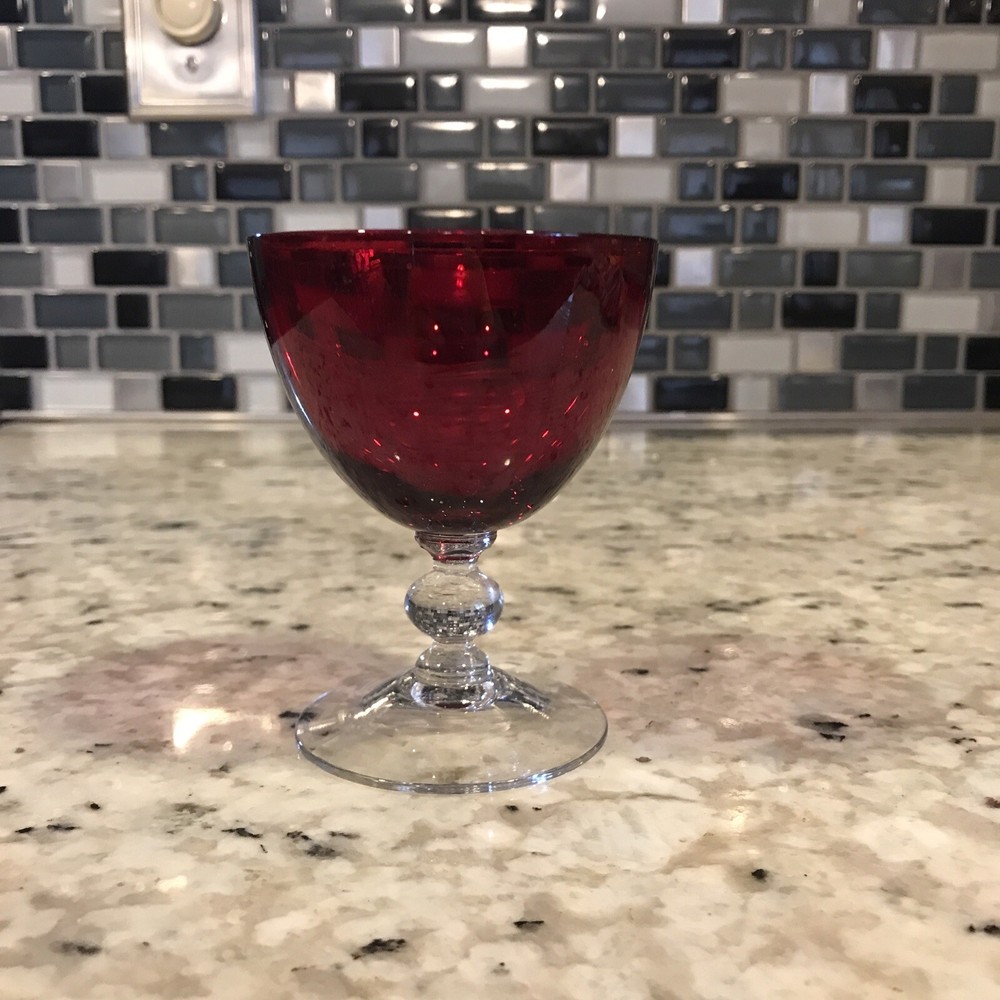 Lenox Holiday Gems Ruby Red cordial / sherry Clear Footed Ball Base 3.5″ H