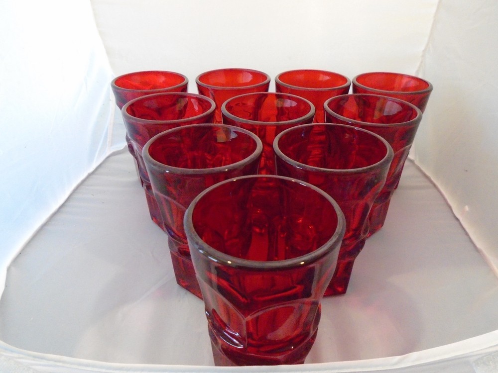 10- Fostoria Ruby Red Argus HFM ( Henry Ford Museum ) Tumblers