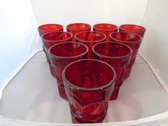 10- Fostoria Ruby Red Argus HFM ( Henry Ford Museum ) Tumblers