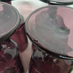 L. G. Wright Paneled Grape Water Goblets 4 Purple Amethyst 6″ -1 Goblet Chipped