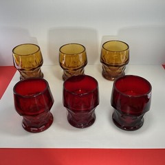 Six vintage mixed a lot Georgian Ruby and gold tumblers glasses MCM