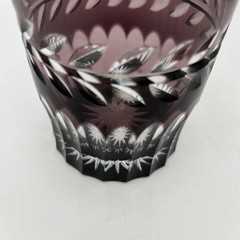 Crystal Whiskey Tumbler Cut To Clear Burgundy