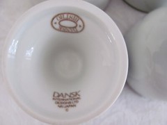 Dansk Christianshavn Brown-White w Brown Bands-12 oz Goblets Dessert Bowls-Set/4