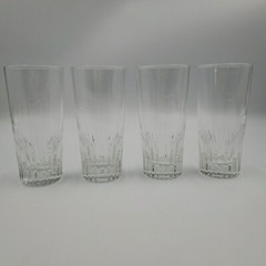 Crystal Highball Glass Tall Tumbler Drinking Cocktails Heavy Bottom Vtg Set of 4
