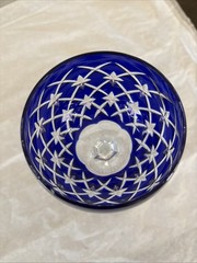 ROYAL BLUE BOHEMIAN CUT WINE GLASS 8 OZ