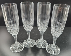 (4) Cristal D’Arques Bretagne Fluted Champagne Set Vintage Crystal Cut Stemware