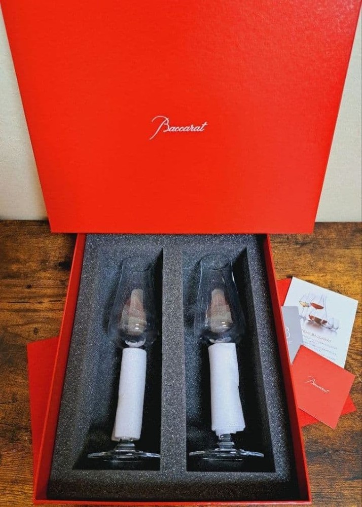 Baccarat Chateau Baccarat Champagne Flute Crystal Glass Pair Box Card 21cl Set