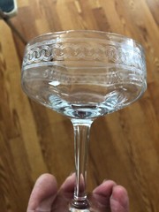 8 vintage etched pedestal glasses