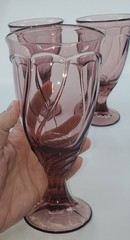 Vintage Noritake Sweet Swirl Amethyst Goblet●Iced Tea Glasses 7.25in●4 Piece Set