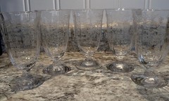 Vintage Set Of 5 Fostoria Navarre Iced Tea Goblets Clear 5 7/8″