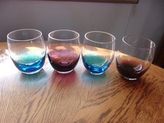 Stemless Wine Tumbler 14 Oz Multi-Color Blue Purple – Set of 4