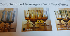 BELK Home Accents Optic Swirl Iced Beverages 4pc Goblets Glasses Amber