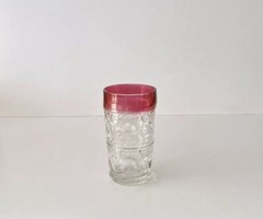 Tiffin Indiana Kings Crown Thumbprint Ruby Red Flash Rim Vintage 5.5”Water Glass